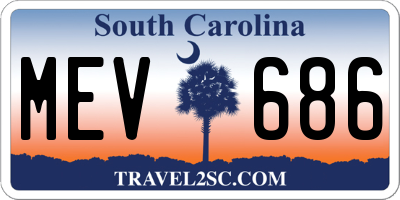 SC license plate MEV686