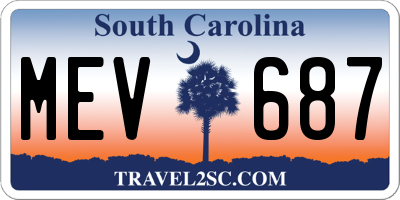 SC license plate MEV687