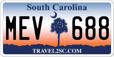 SC license plate MEV688