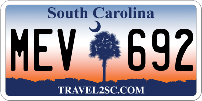 SC license plate MEV692