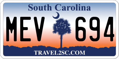 SC license plate MEV694