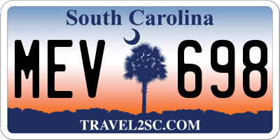 SC license plate MEV698