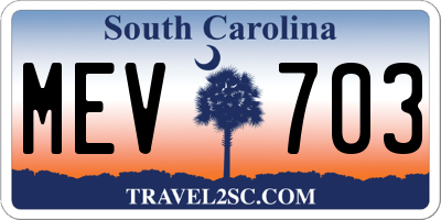 SC license plate MEV703