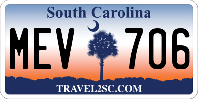 SC license plate MEV706