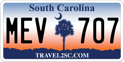 SC license plate MEV707