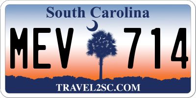 SC license plate MEV714