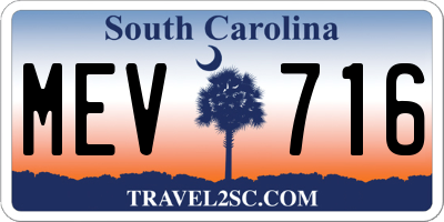 SC license plate MEV716
