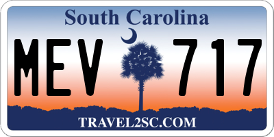 SC license plate MEV717