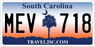 SC license plate MEV718