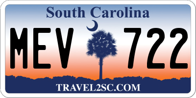 SC license plate MEV722