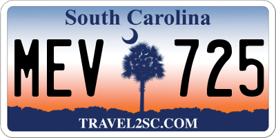 SC license plate MEV725