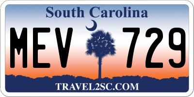 SC license plate MEV729