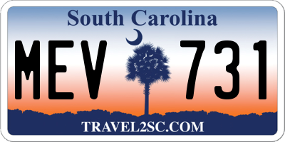 SC license plate MEV731
