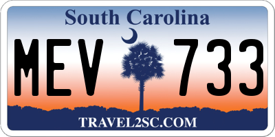 SC license plate MEV733