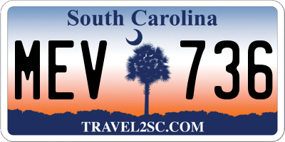 SC license plate MEV736