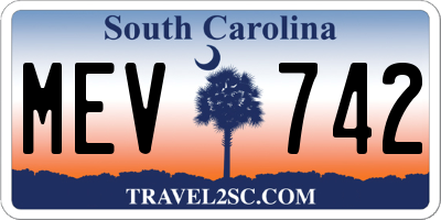 SC license plate MEV742