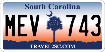 SC license plate MEV743
