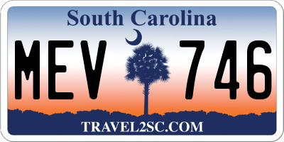 SC license plate MEV746