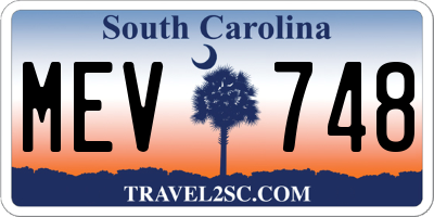 SC license plate MEV748