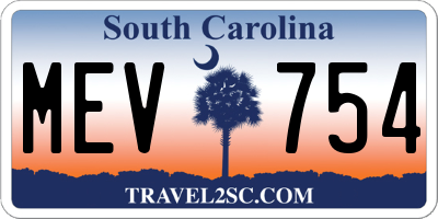 SC license plate MEV754