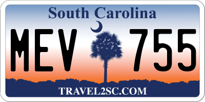 SC license plate MEV755