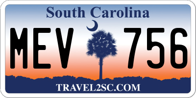 SC license plate MEV756