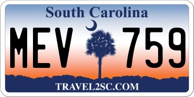 SC license plate MEV759