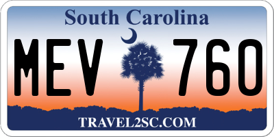 SC license plate MEV760