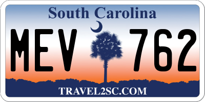 SC license plate MEV762