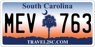 SC license plate MEV763