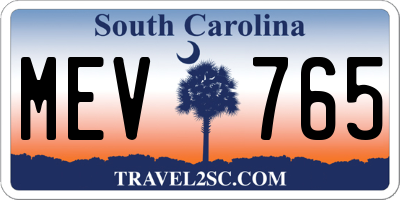 SC license plate MEV765
