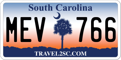 SC license plate MEV766