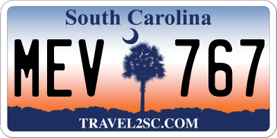 SC license plate MEV767