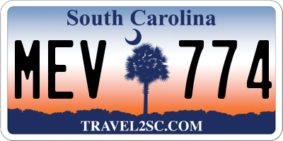 SC license plate MEV774