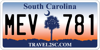 SC license plate MEV781