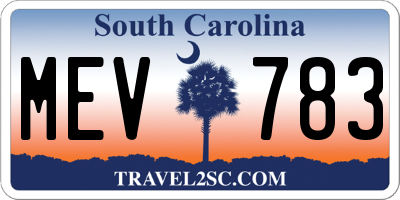 SC license plate MEV783