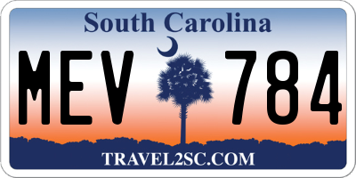 SC license plate MEV784