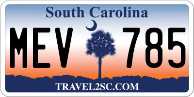SC license plate MEV785