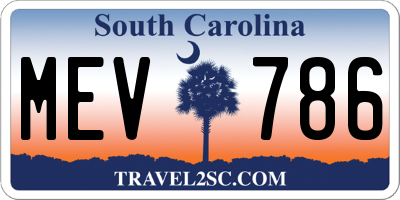 SC license plate MEV786
