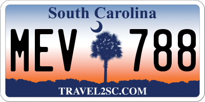 SC license plate MEV788