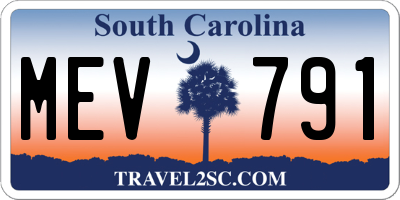 SC license plate MEV791