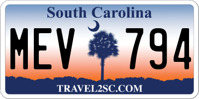 SC license plate MEV794
