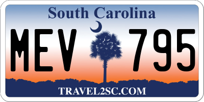SC license plate MEV795
