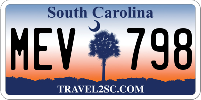 SC license plate MEV798