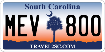 SC license plate MEV800