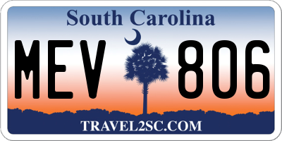 SC license plate MEV806