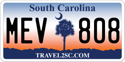 SC license plate MEV808