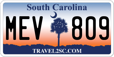 SC license plate MEV809