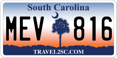 SC license plate MEV816