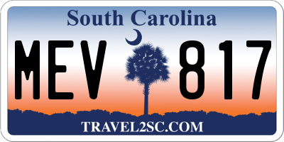 SC license plate MEV817